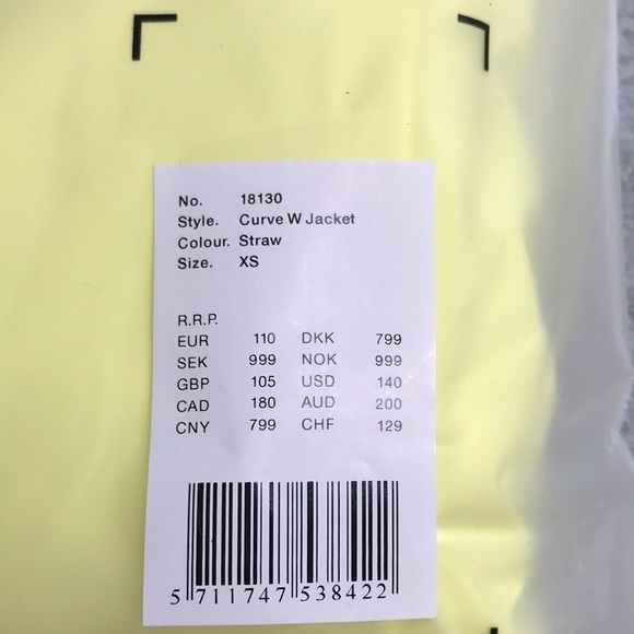Rains Curve W Jacket Light Yellow New in Package Size XS - Picture 3 of 6